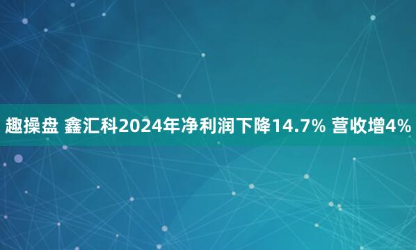 趣操盘 鑫汇科2024年净利润下降14.7% 营收增4%