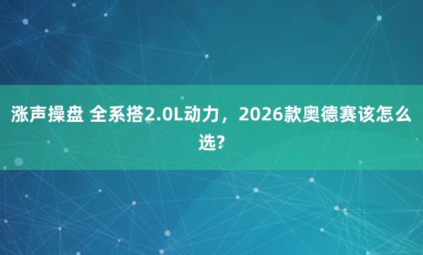 涨声操盘 全系搭2.0L动力,2026款奥德赛该怎么选?