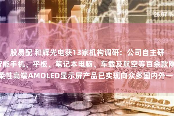 股易配 和辉光电获13家机构调研:公司自主研发生产的智能穿戴、智能手机、平板、笔记本电脑、车载及航空等百余款刚性和柔性高端AMOLED显示屏产品已实现向众多国内外一线品牌稳定供货(附调研问答)