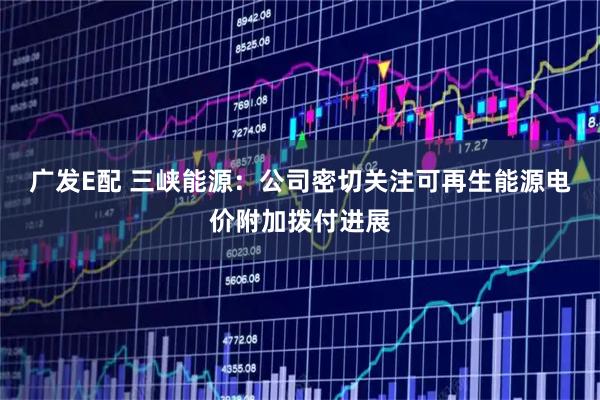 广发E配 三峡能源：公司密切关注可再生能源电价附加拨付进展