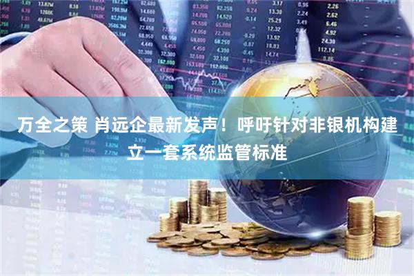 万全之策 肖远企最新发声！呼吁针对非银机构建立一套系统监管标准